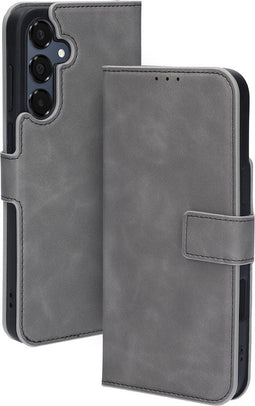Mobiparts hoesje geschikt voor Samsung Galaxy A16 - Wallet/Boekhoesje - Eco Leer - Magneet Sluiting - Opberg vakken - Grijs