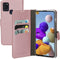 Mobiparts hoesje geschikt voor Samsung Galaxy A21s - Saffiano Wallet/Portemonnee hoesje - Magneet Sluiting - 3 Opbergvakken - Roze