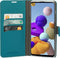 Mobiparts hoesje geschikt voor Samsung Galaxy A21s - Saffiano Wallet/Portemonnee hoesje - Magneet Sluiting - 3 Opbergvakken - Turquoise