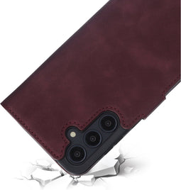Mobiparts hoesje geschikt voor Samsung Galaxy A55 - Wallet/Boekhoesje - Eco Leer - Magneet Sluiting - Opberg vakken - Paars Rood