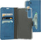 Mobiparts hoesje geschikt voor Samsung Galaxy S21 FE - Wallet/Boekhoesje - Eco Leer - Magneet Sluiting - Opberg vakken - Blauw