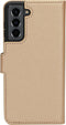 Mobiparts hoesje geschikt voor Samsung Galaxy S21 - Saffiano Wallet/Portemonnee hoesje - Magneet Sluiting - 3 Opbergvakken - Koper