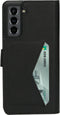 Mobiparts hoesje geschikt voor Samsung Galaxy S21 - Wallet/Boekhoesje - Eco Leer - Magneet Sluiting - Opberg vakken - Zwart
