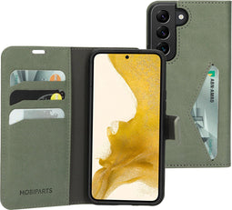 Mobiparts hoesje geschikt voor Samsung Galaxy S22 - Wallet/Boekhoesje - Eco Leer - Magneet Sluiting - Opberg vakken - Groen