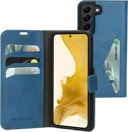 Mobiparts hoesje geschikt voor Samsung Galaxy S22 - Wallet/Boekhoesje - Eco Leer - Magneet Sluiting - Opberg vakken - Blauw