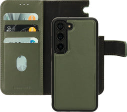 Mobiparts hoesje geschikt voor Samsung Galaxy S23 - Wallet 2-in-1 Boekhoesje - MagSafe - Echt Leder - Uitneembare Case - Sterke Magneet Sluiting - Contactloos betalen - Groen