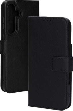 Mobiparts hoesje geschikt voor Samsung Galaxy S25 Plus - Wallet/Boekhoesje - Eco Leer - Magneet Sluiting - Opberg vakken - Zwart