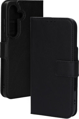 Mobiparts hoesje geschikt voor Samsung Galaxy S25 - Wallet/Boekhoesje - Eco Leer - Magneet Sluiting - Opberg vakken - Zwart