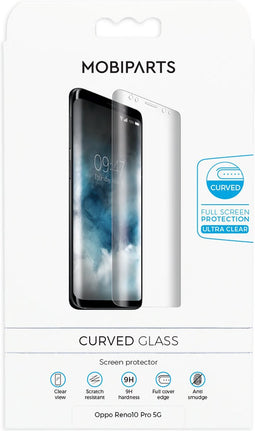 Mobiparts Screenprotector geschikt voor Oppo Reno 10 Pro Glazen | Mobiparts Curved Screenprotector - Case Friendly - Zwart
