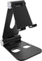 Mobiparts Telefoonhouder Tafel en Bureau - Verstelbaar - Universele Telefoonstandaard - Aluminium - 270 graden verstelbaar - Antislip voetjes - Broekzak formaat - Zwart