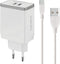 Mobiparts Universele Oplader - 12W/2.A - Smart IC - 2 USB aansluitingen - Geschikt voor o.a. Apple en Samsung + USB-C Kabel - Wit