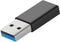 Mobiparts USB-A naar USB-C Adapter - Zwart