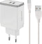 Mobiparts USB-A thuislader met 2 poorten en losse USB-C kabel - Smart IC - 4,8A / wit - 1 meter