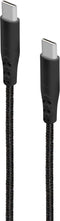 Mobiparts USB-C to USB-C Braided Kabel 2A 1m - Zwart