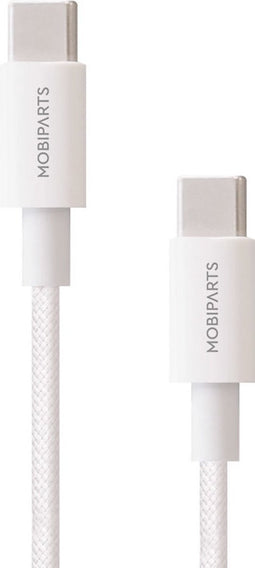 Mobiparts USB-C to USB-C Woven Kabel 2A 1m - Wit