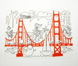 Modern Twist Mark Matz Fun in the Golden State Placemat - 40 x 32 cm - Wit