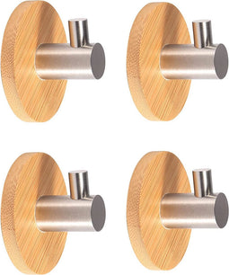 Moderne 304 Roestvrijstalen en Bamboe Handdoekhaken - Zeer sterke adhesive - 4 stuks - 2 Sets voor d