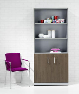 Modulaire draaideurkast Chief 200x90x42cm half open Aluminium ombouw Ahorn