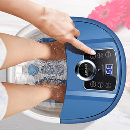 Panacea Luxe Voetenbad - Voetmassage Apparatuur - 2 in 1 met Instelbare Warmte en Bubbels - Blauw