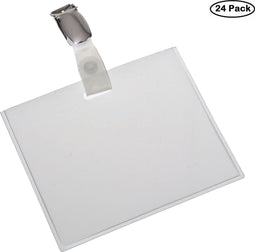 Badgehouder Europel strip + clip – 90 x 60 mm – Transparant – 24 stuks