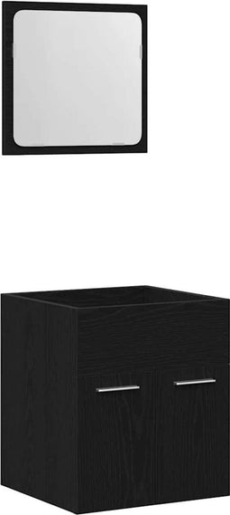 vidaXL - 2-delige - Badkamermeubelset - bewerkt - hout - zwart - eikenhout