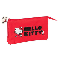 Hello Kitty - Alleshouder - 3 Compartimenten - Wit Rood 22 x 12 x 3 cm