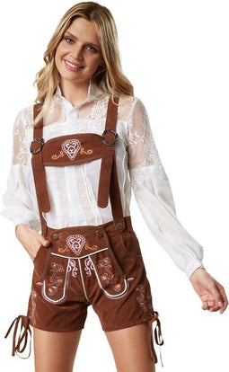 Dressforfun Lederhose Ammersee XL - Verkleedkostuum - Traditionele stijl met bretels - 100% polyester