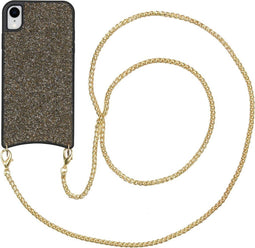 iMoshion Hoesje Geschikt voor iPhone Xr Hoesje Met Koord - iMoshion Sparkle Backcover met ketting - goud