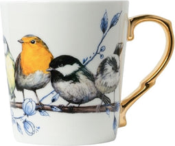 Mok Bosvogels - Heinen Delfts Blauw - Goud - Keramiek - 300 ml