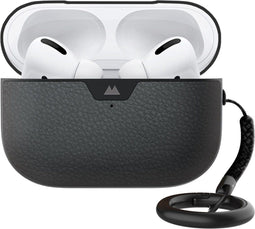 Mous Hoesje schokbestendig Geschikt voor AirPods Pro - Mous Leather Protective Case - Zwart