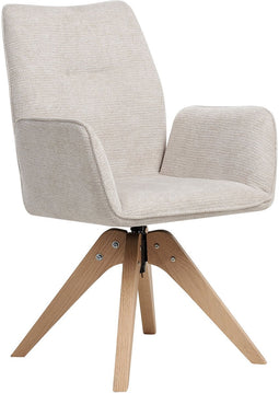 MOKENA - Eetkamerstoel - Lichtbeige - Linnen