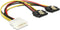 Molex (m) - 2x SATA (v) met metalen klem splitter - 0,20 meter