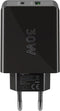 Wentronic 61673 - Thuislader - 2-poorts USB-C PD 30W en USB-A 12W - Zwart