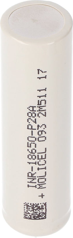 Molicel INR18650-P28A, 2800mAh 35A Li-ion batterij, 3.6V - 3.7V onbeschermd, platte bovenkant, afmetingen 65x18.45mm
