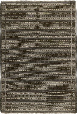 MOMO Rugs Kelim Kordi 67 Vloerkleed - 169x241 - Vierkant - Kelim Tapijt - Modern - Zwart