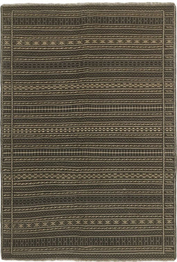 MOMO Rugs Kelim Kordi 89 Vloerkleed - 168x242 - Vierkant - Kelim Tapijt - Modern - Zwart
