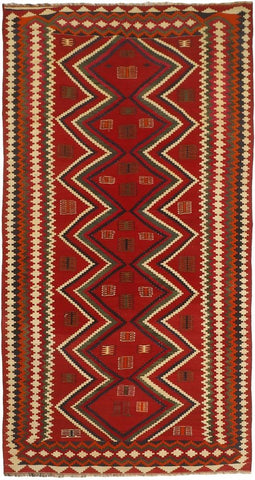 MOMO Rugs Kelim Old 131 Vloerkleed - 147x295 - Vierkant - Kelim Tapijt - Modern - Beige, Rood, Zwart