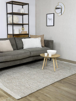 MOMO Rugs Vaasa Grey White Vloerkleed - 200x300 - Rechthoek - Laagpolig,Structuur Tapijt - Industrieel - Bruin, Wit, Zwart
