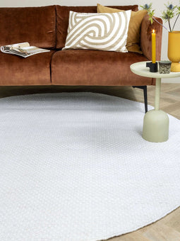 MOMO Rugs Vaasa White Rond Vloerkleed - 200 rond - Rond - Laagpolig Tapijt - Modern - Wit