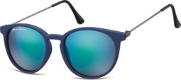 Montana MS33A - Zonnebril - Ronde retro style - Mat Blauw - Lensbreedte 50 mm