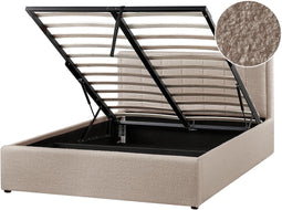 MONTLAUR - Bed met opbergruimte - Taupe - 140 x 200 cm - Bouclé