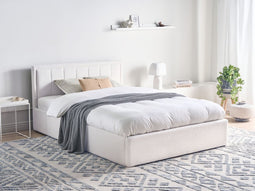 MONTLAUR - Bed met opbergruimte - Wit - 140 x 200 cm - Bouclé