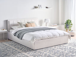 MONTLAUR - Bed met opbergruimte - Wit - 160 x 200 cm - Bouclé