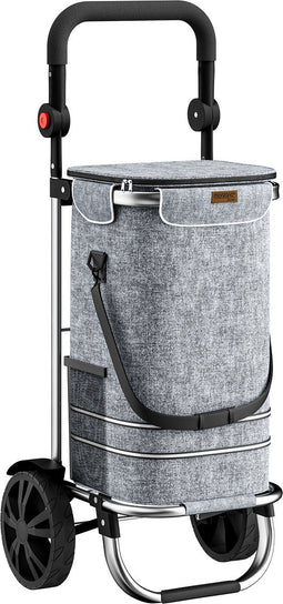 Monzana 2in1 Boodschappentrolley – 56L tot 50kg Afneembare Tas – Grijs