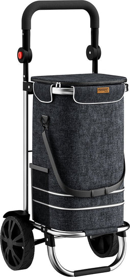Monzana Boodschappentrolley – 56L tot 50kg Afneembare Tas – Zwart
