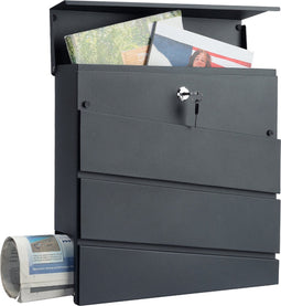 Monzana Brievenbus - 2 Sleutels Krantenvak Weersbestendig - Antraciet