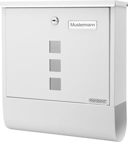 Monzana Design Brievenbus RVS – Krantenvak & 2 Sleutels - Wit