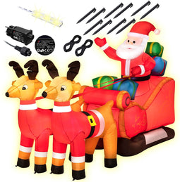 Monzana Opblaasbare Kerstman met Slee - LED Verlicht – Incl. Pomp