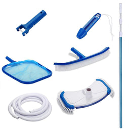 Monzana Zwembad reinigingsset 8-delig incl. telescoopsteel, waterthermometer en nog veel meer