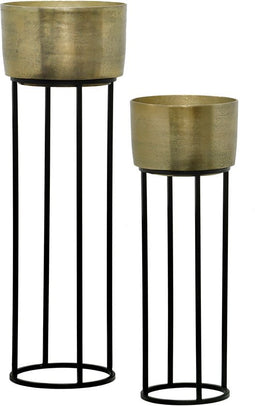 moods collection plantenstandaard antique - goud & zwart - set van 2
